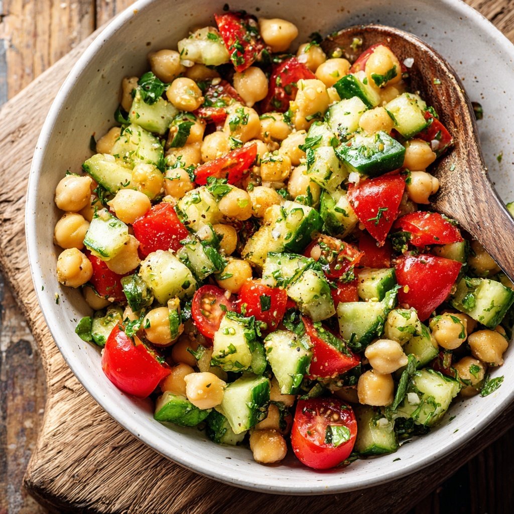 Mediterranean Chickpea Salad With Cucumber