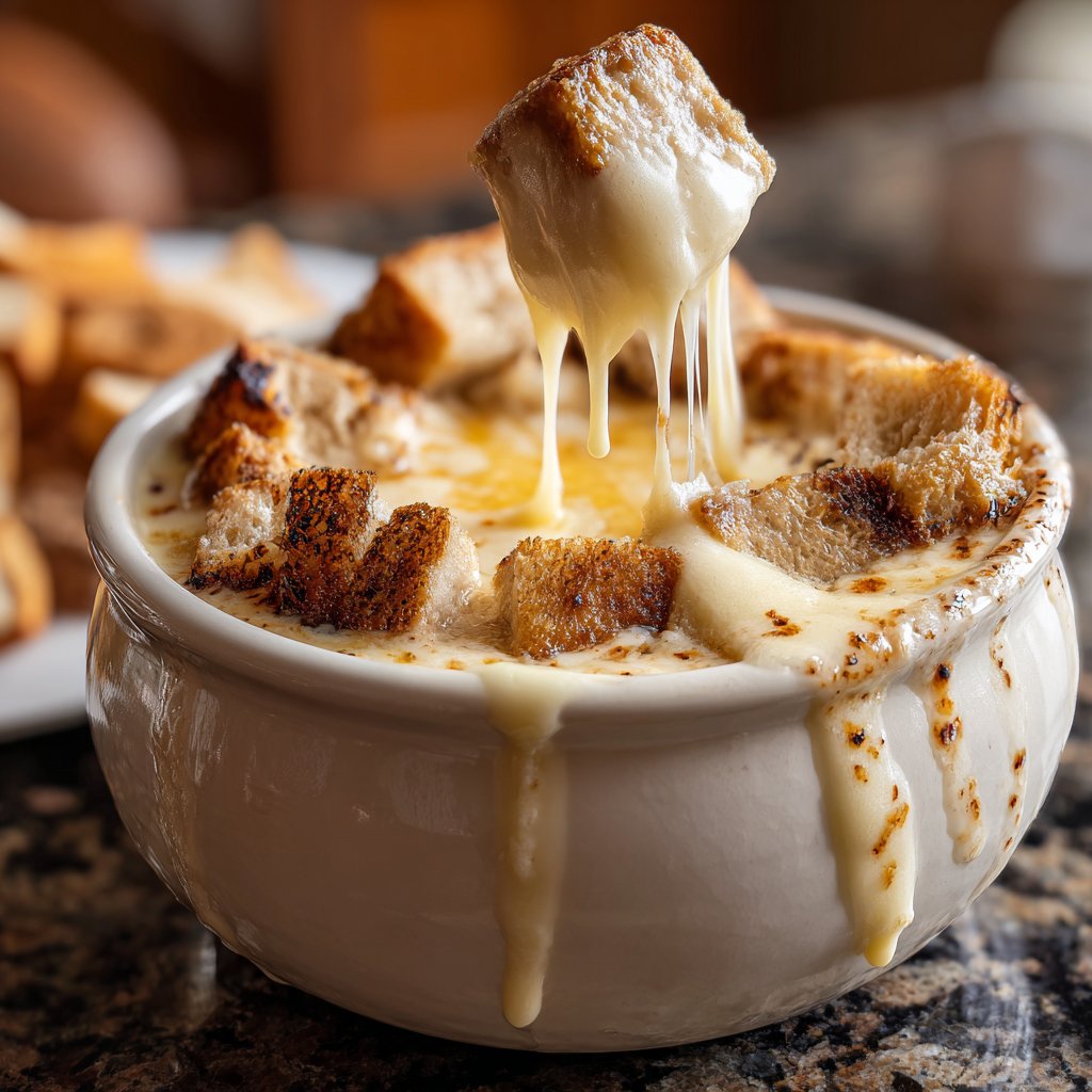 Fondue with Swiss Cheese and Garlic
