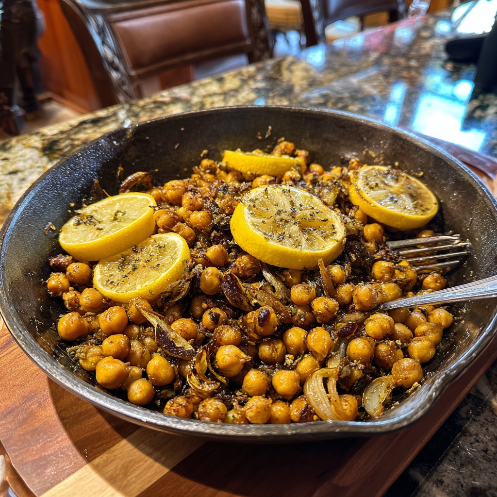 Roasted Lemon Garlic Chickpea Skillet