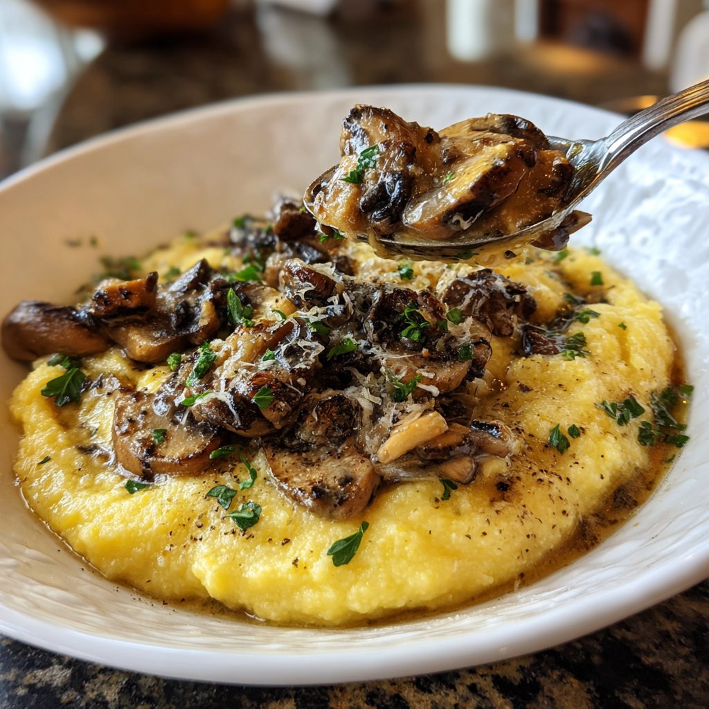 Romantic Parmesan Polenta with Mushrooms