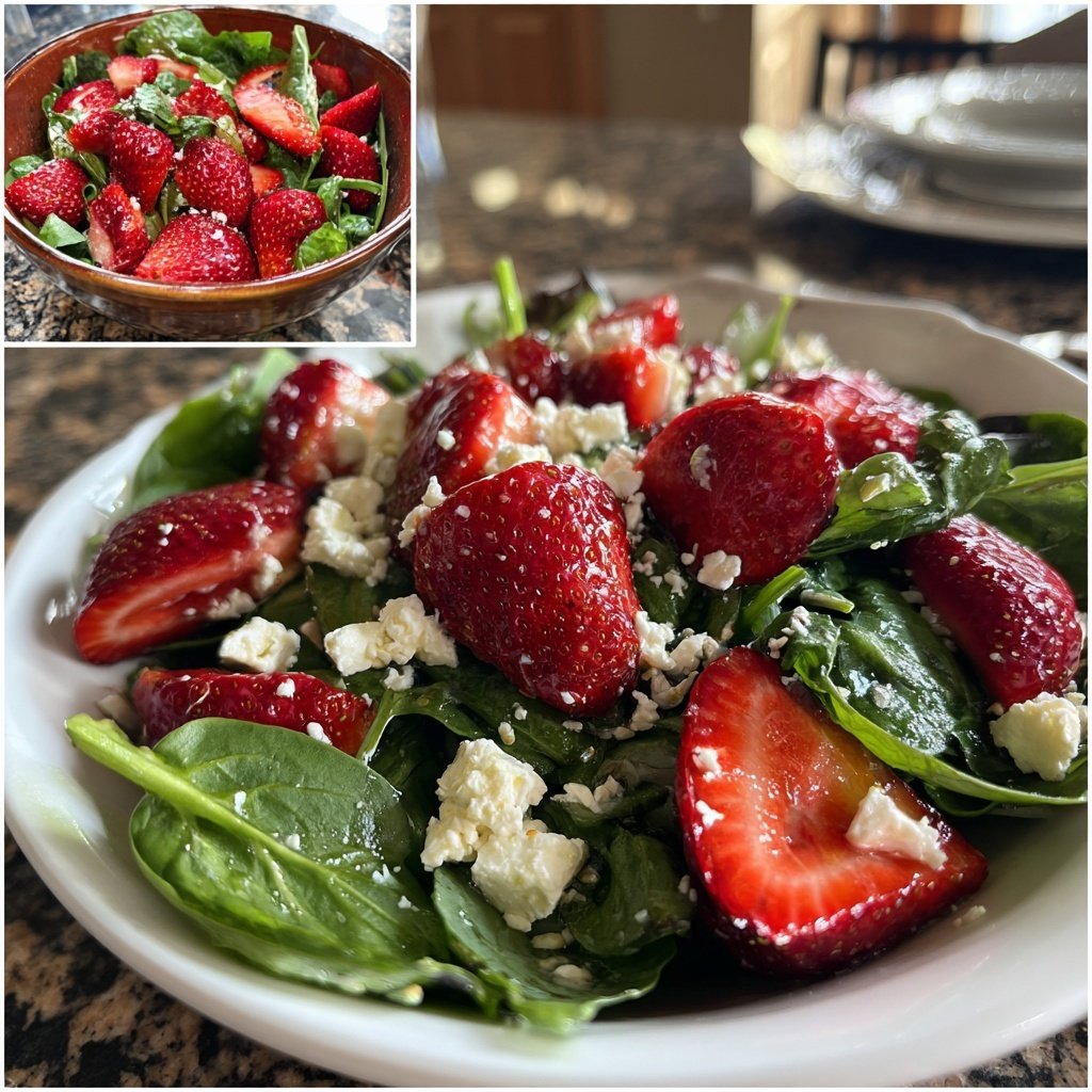 Fresh Strawberry Spinach Salad With Feta