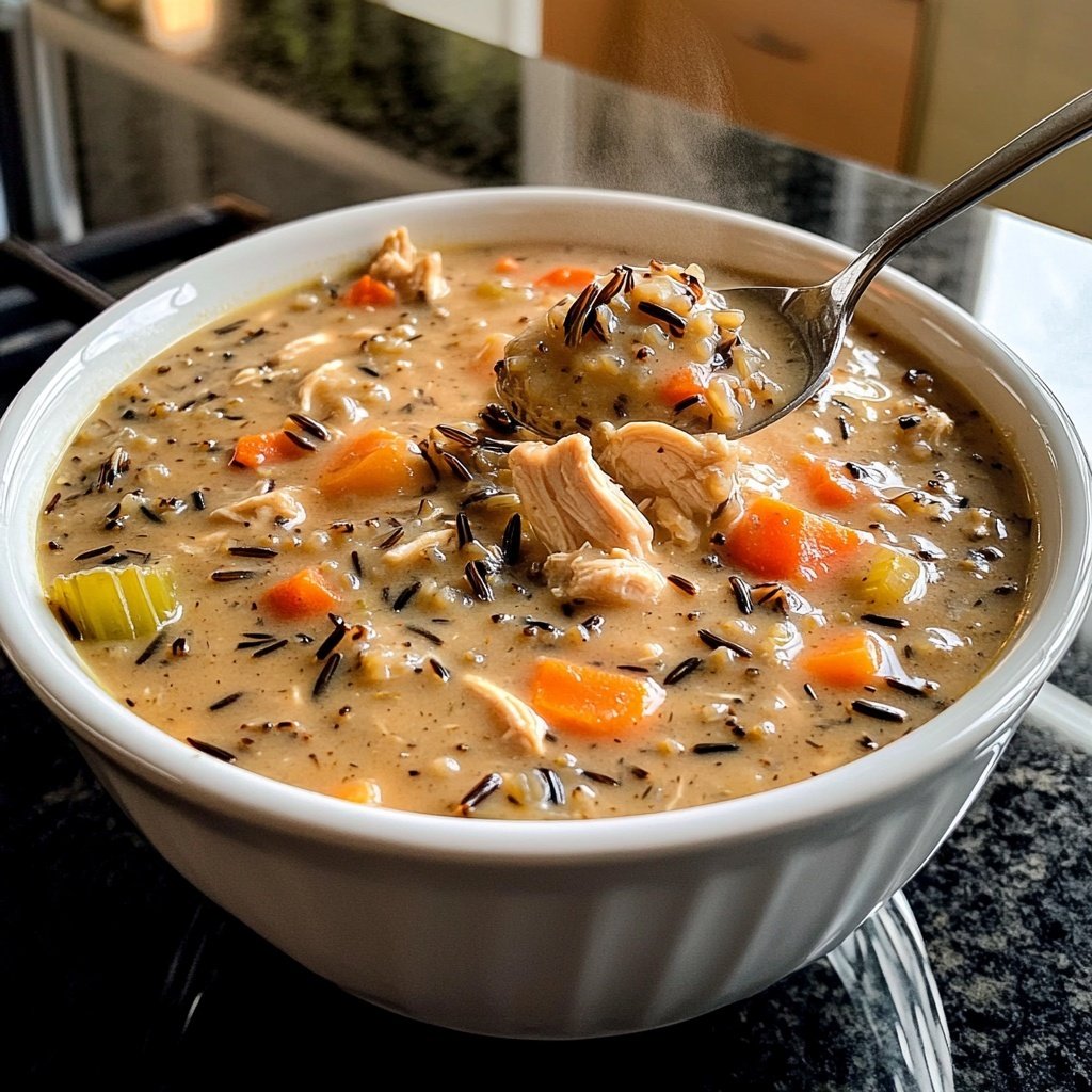 Healthy Crockpot Chicken and Wild Rice Soup